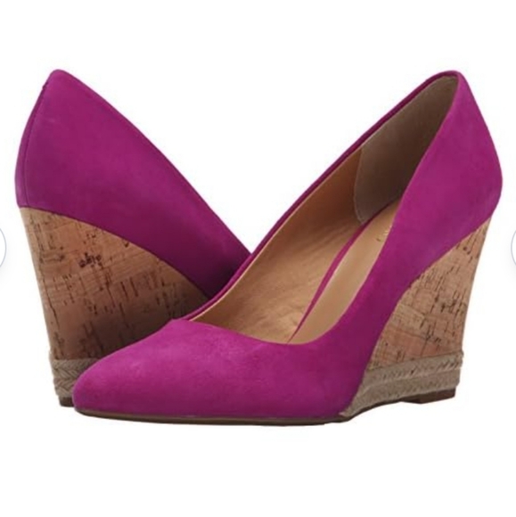Franco Sarto Calix Cork Wedge Pump Sz: 7 - Fushia - Picture 2 of 16